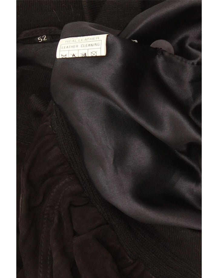 Vintage Herren Wildleder Bomberjacke IT 52 XL Schwarzes Leder