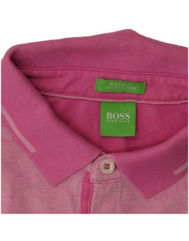 Hugo Boss Herren-Poloshirt mit normaler Passform, Mittelrosa gesprenkelte Baumwolle