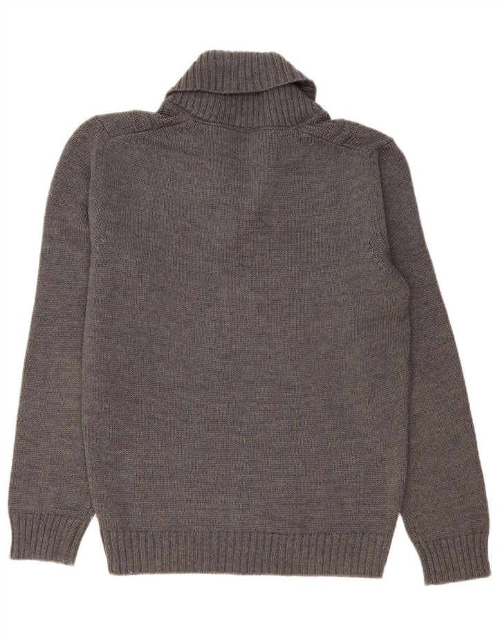 Bikkembergs Herren-Pullover mit Schalkragen, groß, graue Wolle in Blockfarben