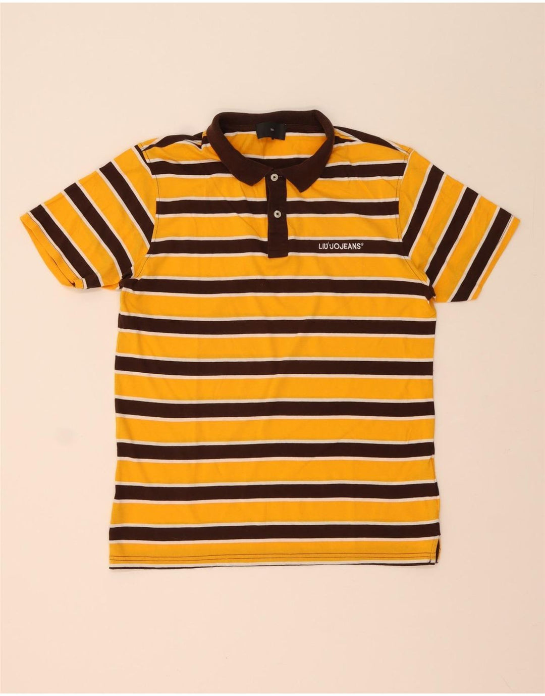 Liu Jo Herren-Poloshirt aus mittelgelber, gestreifter Baumwolle