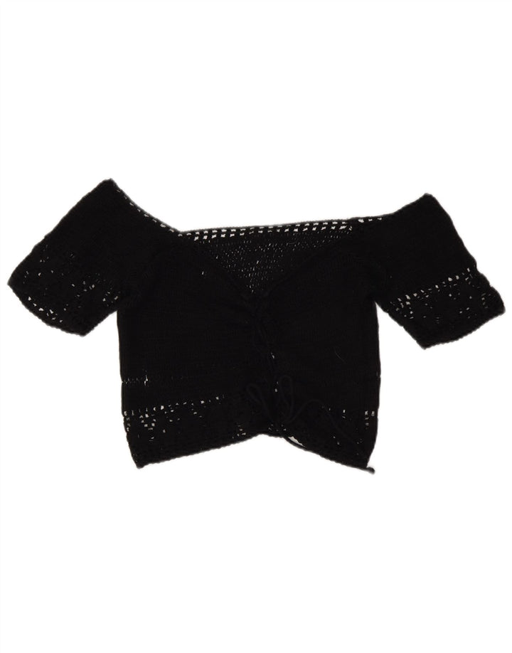 Pull & Bear Damen Crop Crochet Off Shoulder Top UK 14 Medium Schwarz