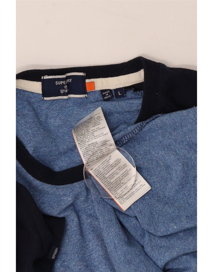 Superdry Herren T-Shirt Top Large Blau Colourblock Baumwolle