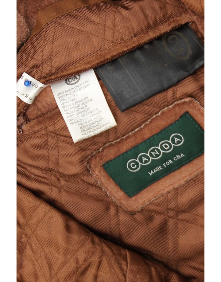 C&A Damen-Windbreaker-Mantel „Canda“ aus Wildleder, Gr. 16, großes braunes Leder