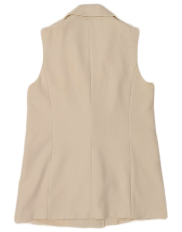 Zara Damen ärmellose zweireihige Blazerjacke UK 12 Mittelweiß