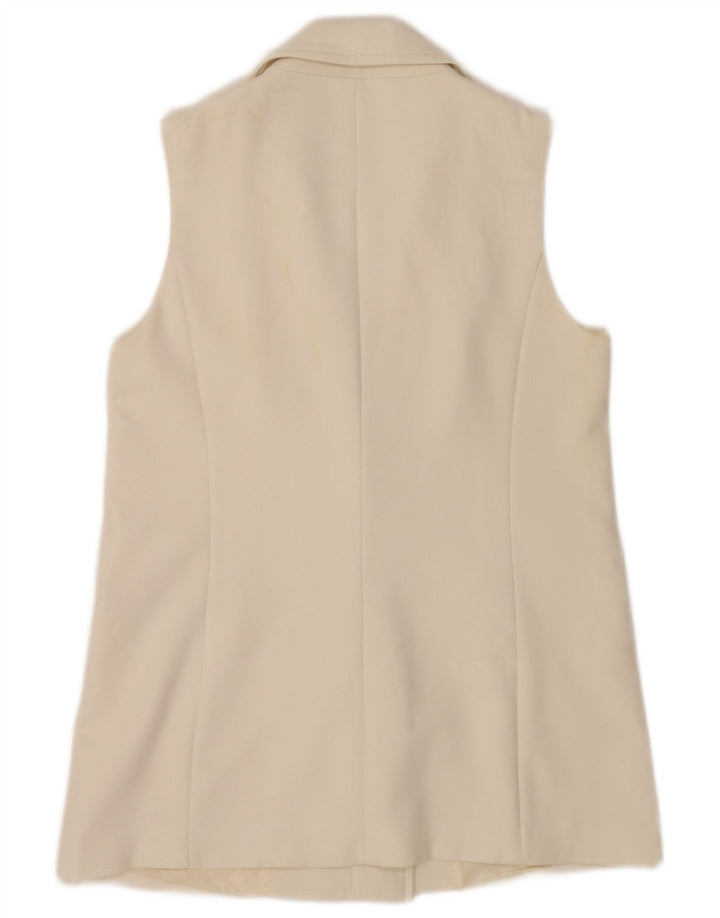 Zara Damen ärmellose zweireihige Blazerjacke UK 12 Mittelweiß