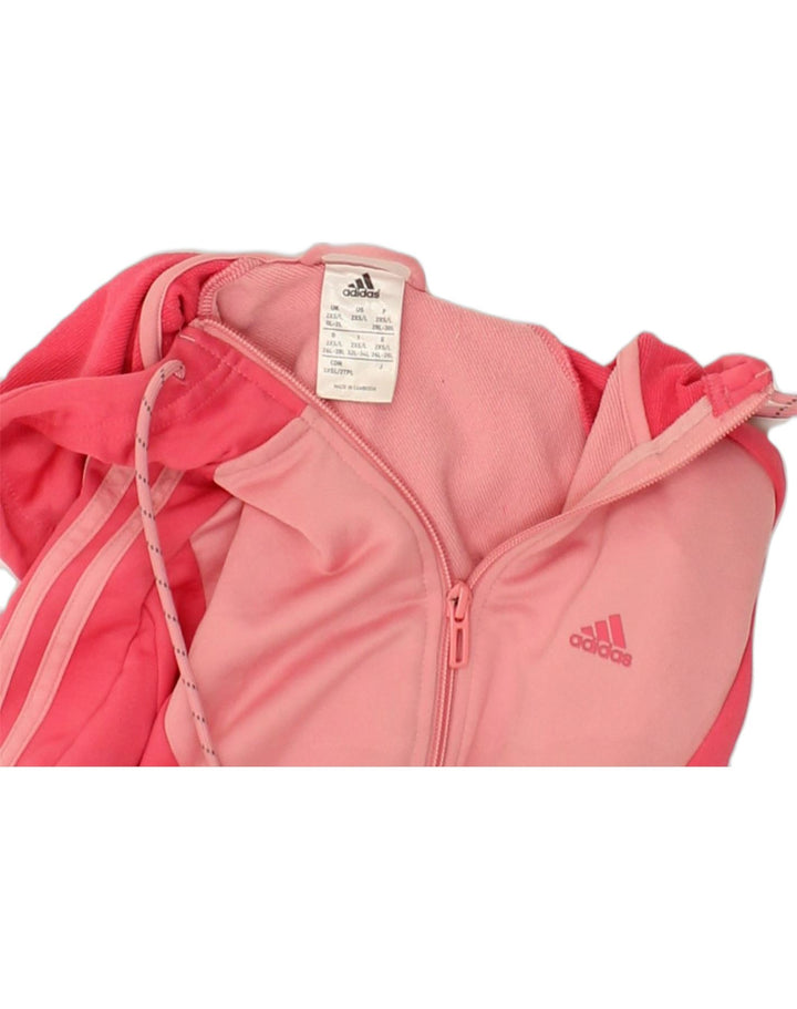 ADIDAS Womens Zip Hoodie Sweater UK 2 2XS Pink Colourblock Polyester | Vintage Adidas | Thrift | Second-Hand Adidas | Used Clothing | Messina Hembry 