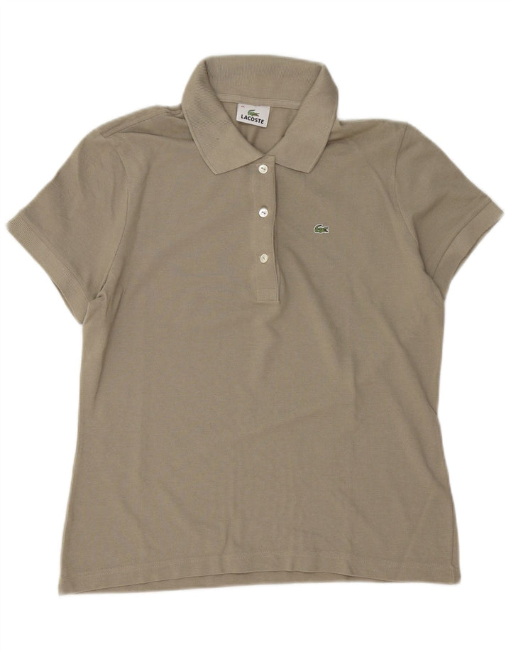 LACOSTE Damen-Poloshirt, Größe 44, große graue Baumwolle