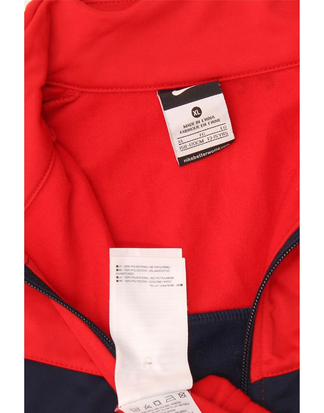 Nike Jungen-Trainingsanzug-Top-Jacke, 13–14 Jahre, XL, rotes Farbblock-Polyester