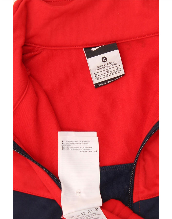 Nike Jungen-Trainingsanzug-Top-Jacke, 13–14 Jahre, XL, rotes Farbblock-Polyester