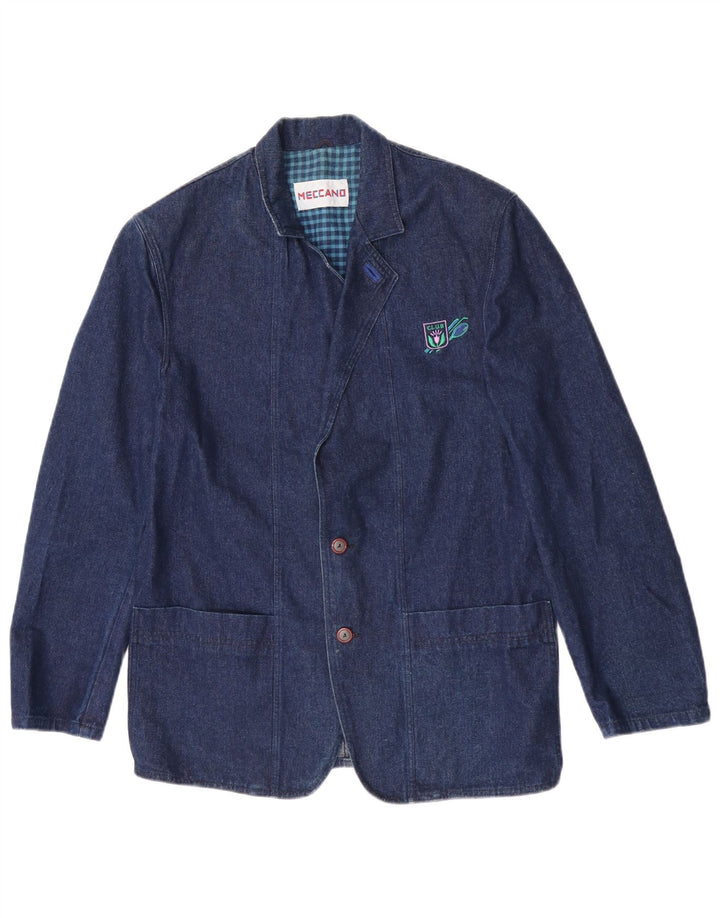Meccano Herren-Jeans-Blazer mit 2 Knöpfen, UK 38, mittelmarineblaue Baumwolle