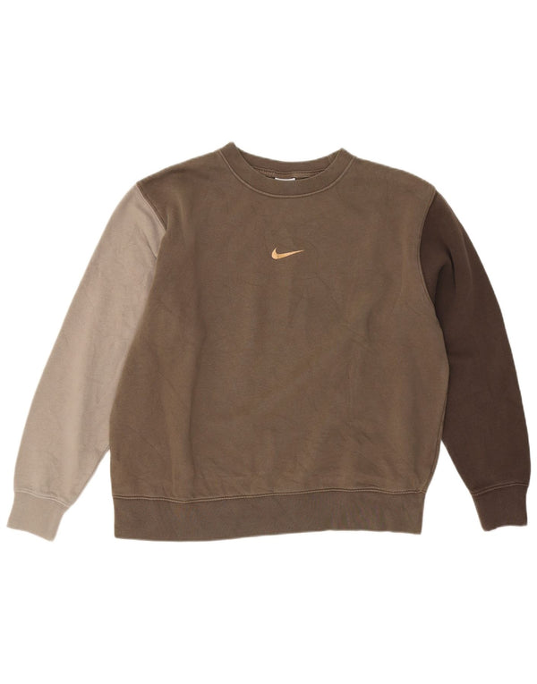 Nike Damen-Sweatshirt in Übergröße, Größe UK 14, Mittelbraun, Farbblock