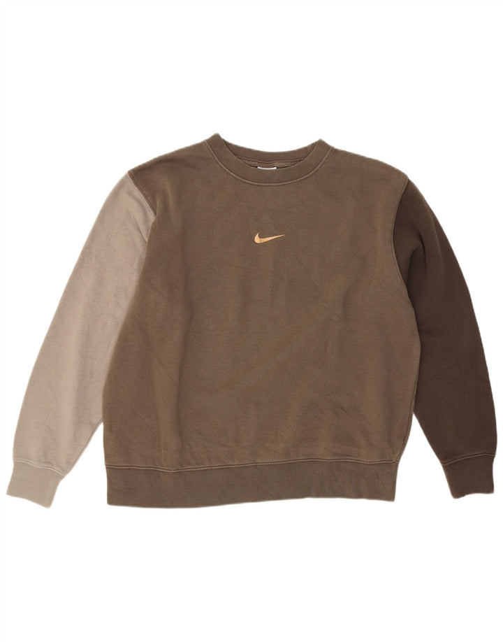 Nike Damen-Sweatshirt in Übergröße, Größe UK 14, Mittelbraun, Farbblock