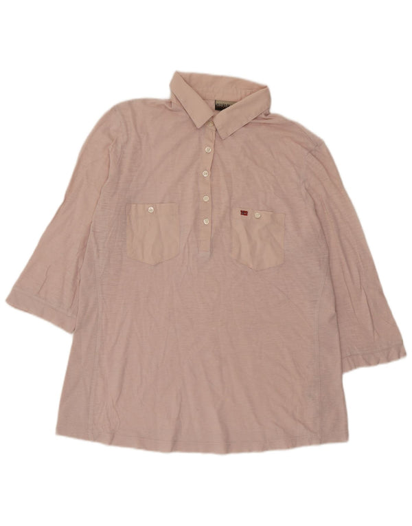 Napapijri Damen-Poloshirt mit 3/4-Ärmeln, UK 14, Mittelrosa