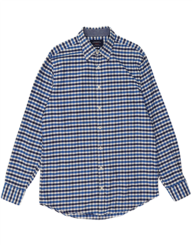 CHARLES TYRWHITT Mens Extra Slim Fit Shirt Medium Blue Gingham Cotton Vintage Charles Tyrwhitt and Second-Hand Charles Tyrwhitt from Messina Hembry 