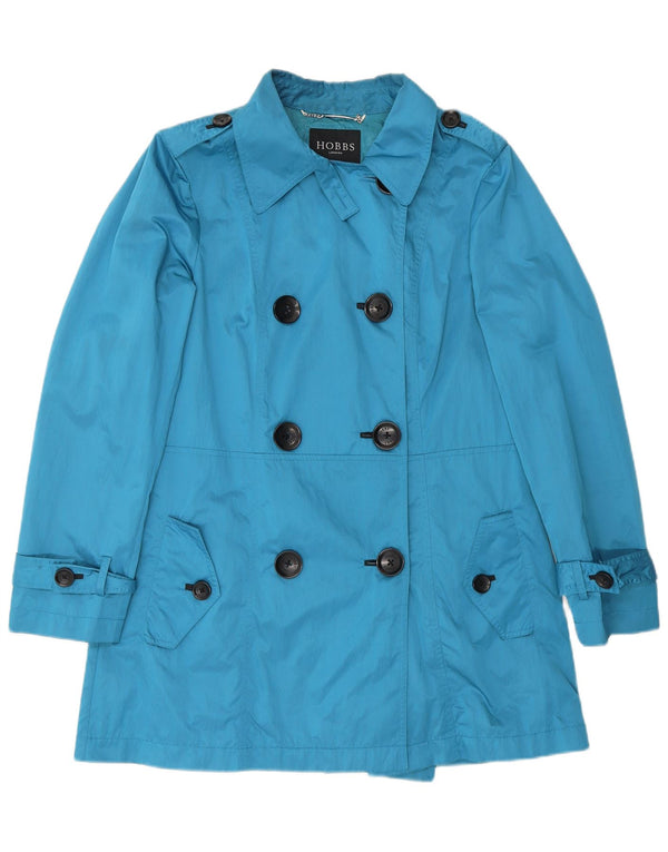Hobbs Damen Kurzer zweireihiger Trenchcoat UK 12 Mittelblaues Polyester