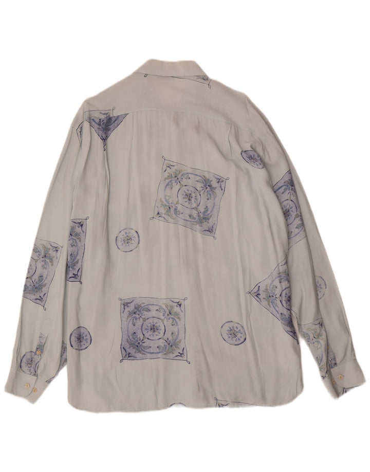 VINTAGE Herrenhemd XL Blaue geometrische Viskose