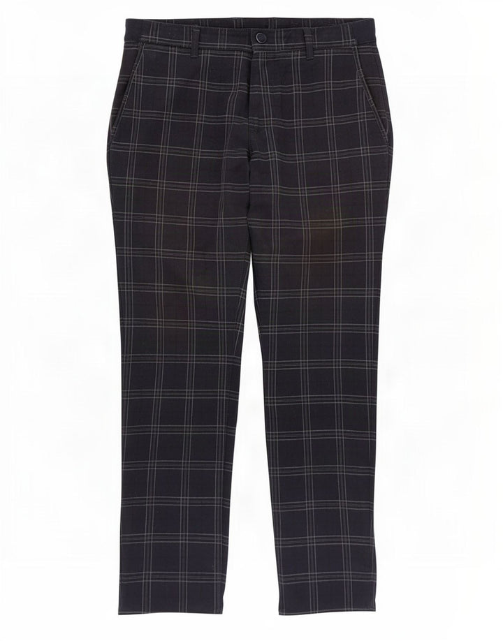 Zara Slim Chino-Hose für Damen, Größe M, W31, L29, Marineblau, kariert, Polyester
