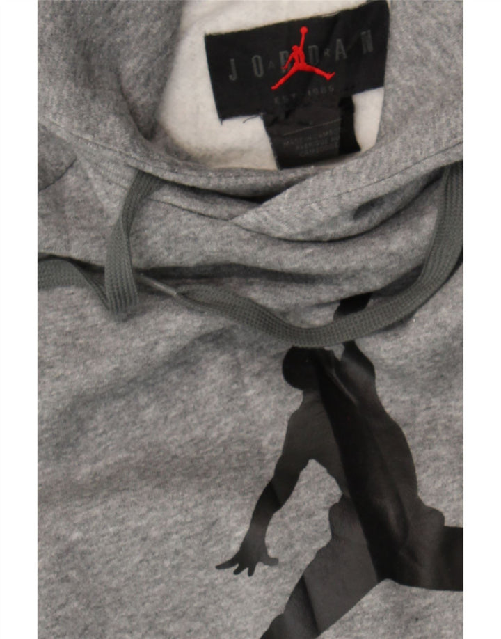 JORDAN Mens Graphic Hoodie Jumper Small Grey Cotton Vintage Jordan and Second-Hand Jordan from Messina Hembry 