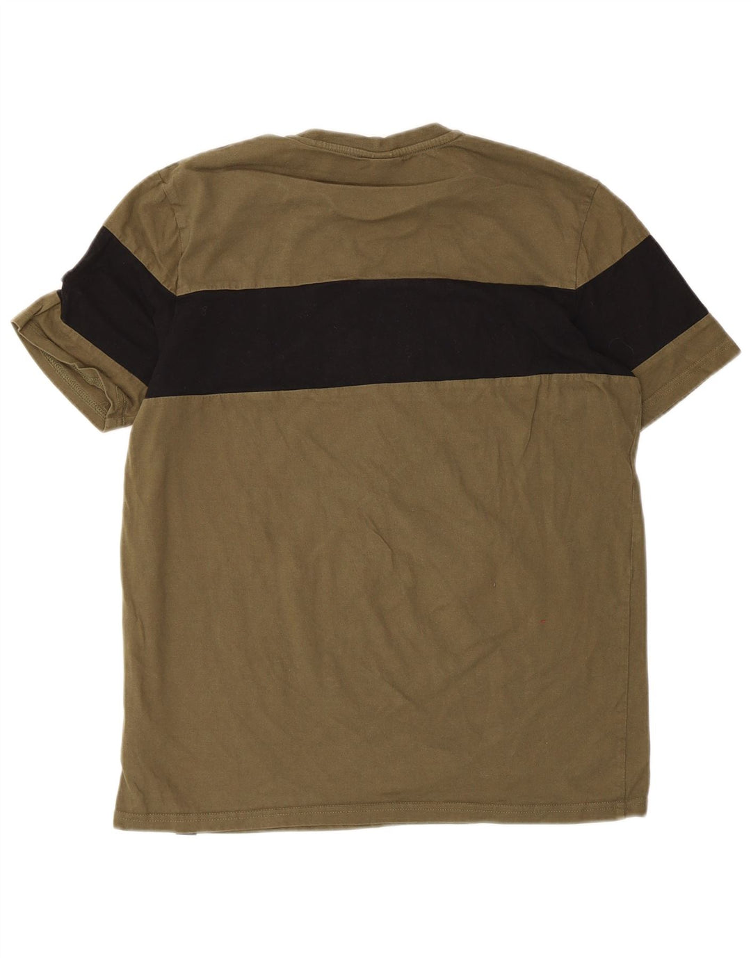 Ellesse Herren Grafik-T-Shirt-Oberteil aus mittlerer Khaki-Farbblock-Baumwolle