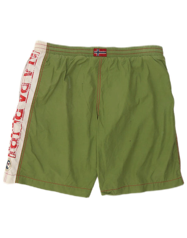 Napapijri Herren-Badeshorts mit Grafik, groß, grünes Farbblock-Polyester
