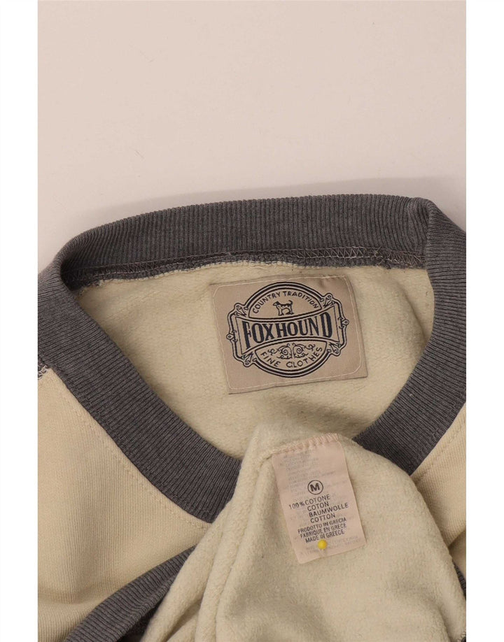 Foxhound Herren-Sweatshirt mit Grafik, Medium, gebrochenes Weiß, Colourblock-Baumwolle