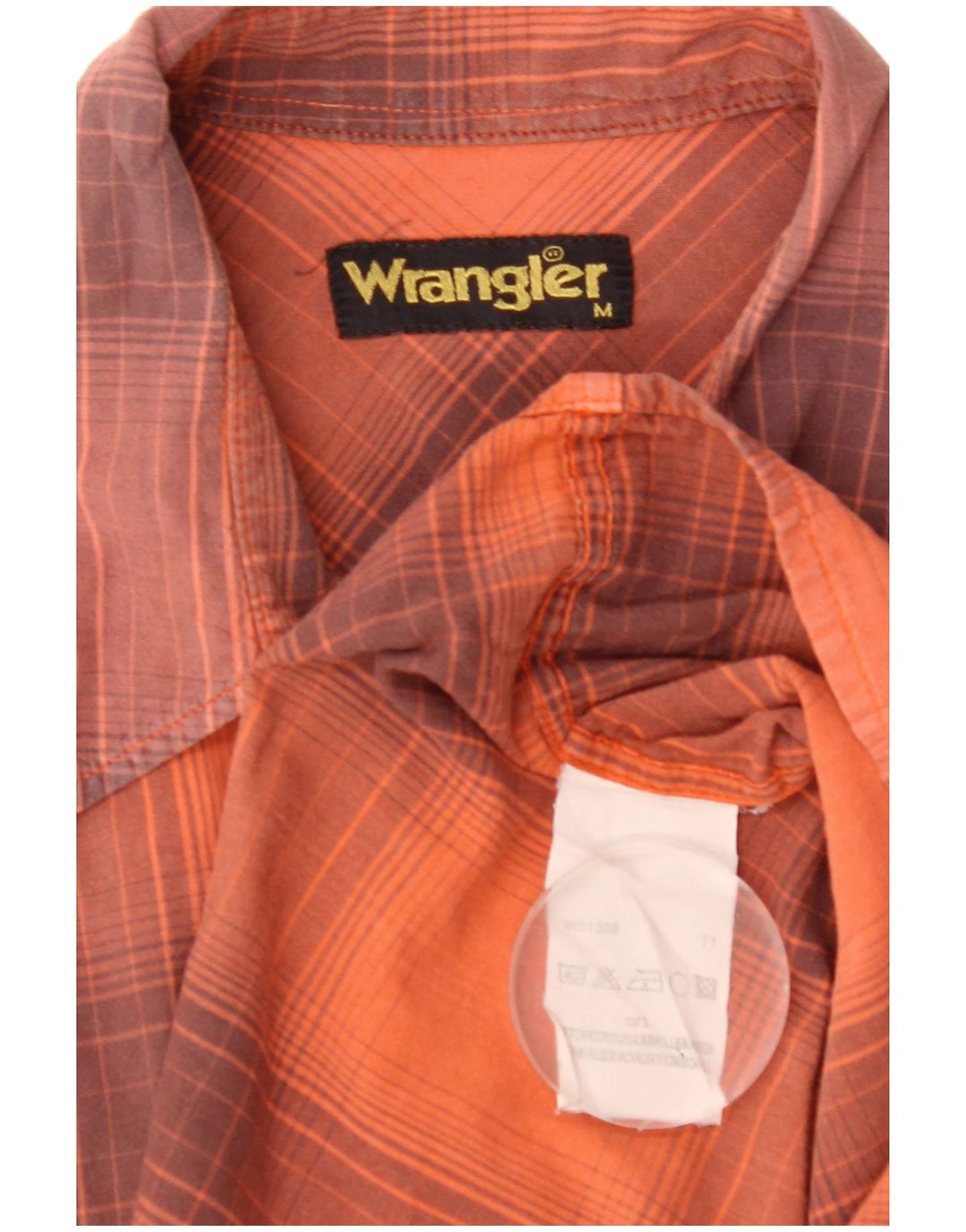 Wrangler Herren-Kurzarmhemd aus mittelorange karierter Baumwolle
