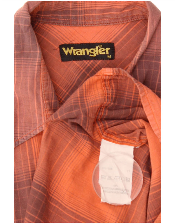 Wrangler Herren-Kurzarmhemd aus mittelorange karierter Baumwolle