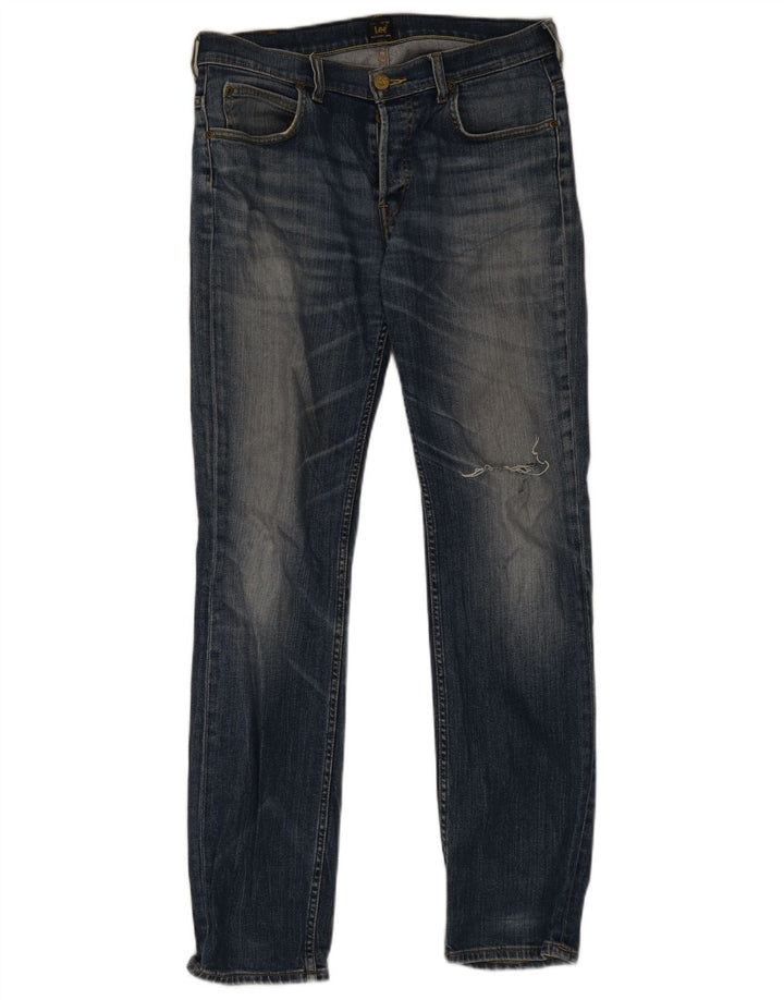 Lee Herren Powell Distressed Slim Jeans W32 L34 Blaue Baumwolle