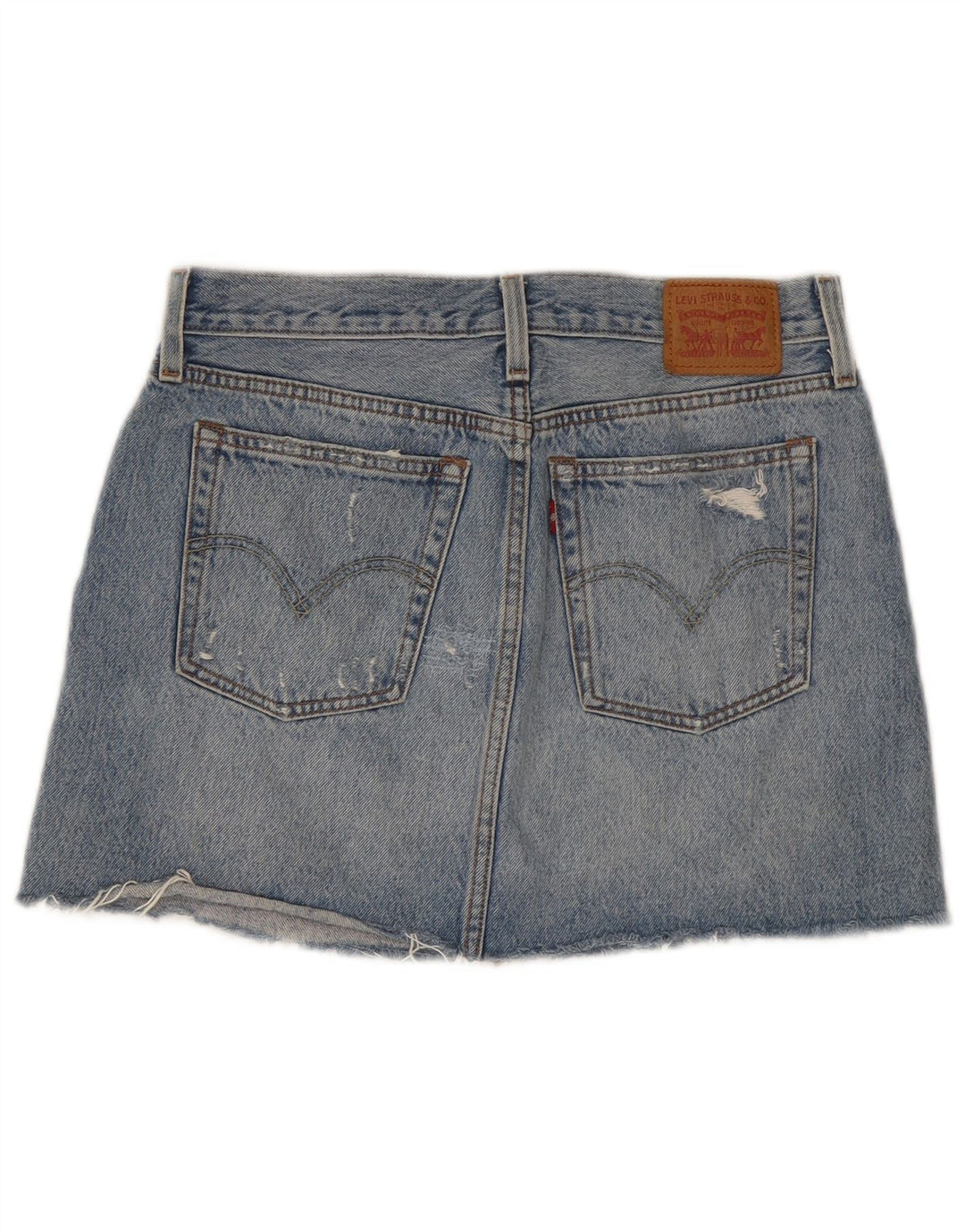 Levi's Damen Distressed Mini Denim Rock W28 Mittelblaue Baumwolle