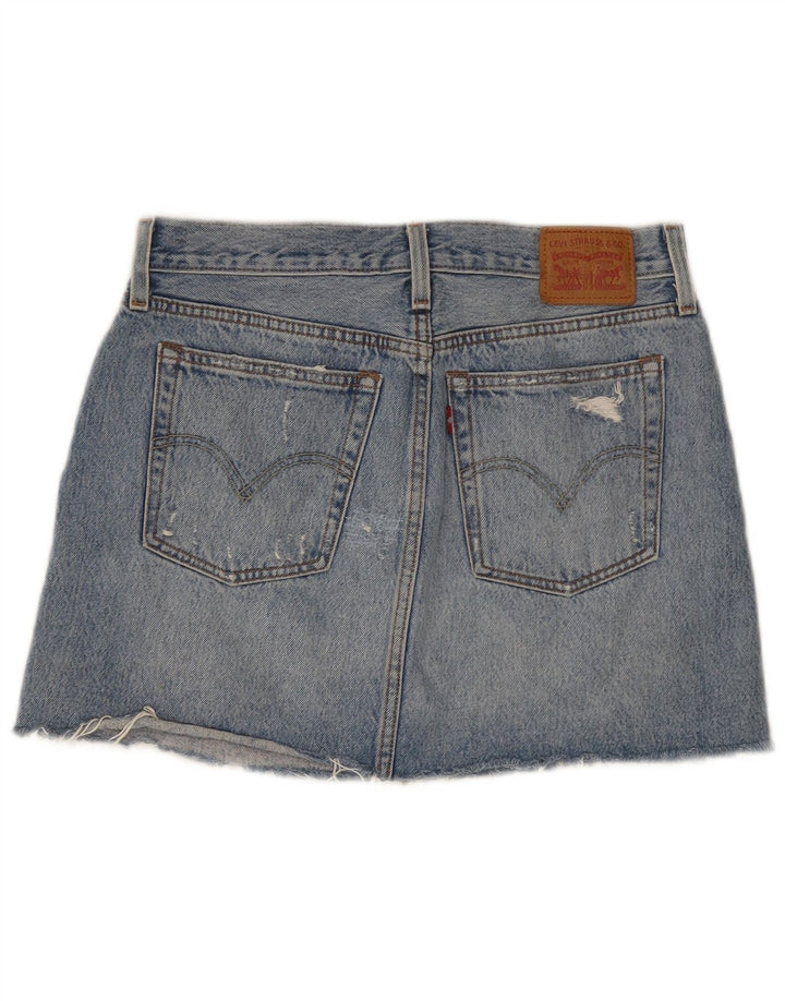 Levi's Damen Distressed Mini Denim Rock W28 Mittelblaue Baumwolle