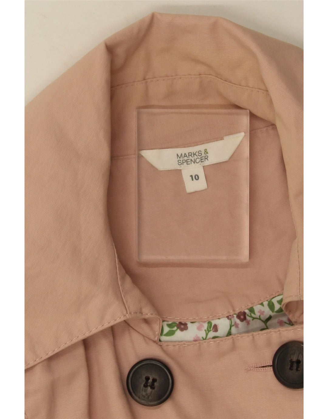 Marks & Spencer Damen Trenchcoat UK 10 Small Rosa Baumwolle