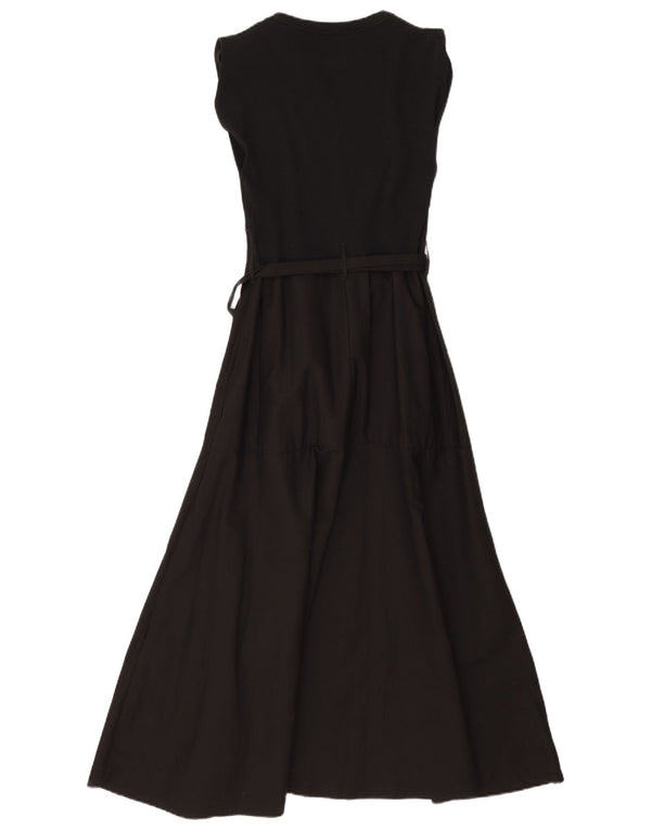 Zara Damen ärmelloses A-Linien-Kleid UK 12 Mittelschwarze Baumwolle