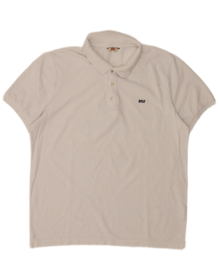 Rifle Herren-Poloshirt XL aus weißer Baumwolle