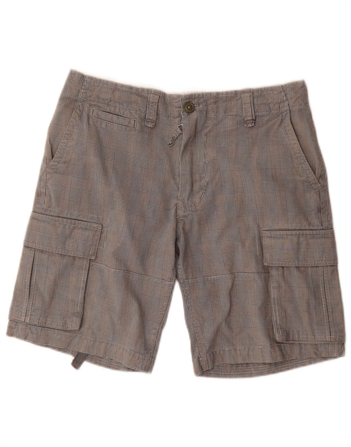 Vintage Herren Cargo Shorts W30 Mittelgrau kariert
