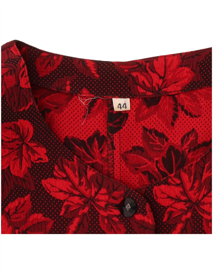 Vintage Damen Cardigan Top IT 44 Medium Red Floral Viskose
