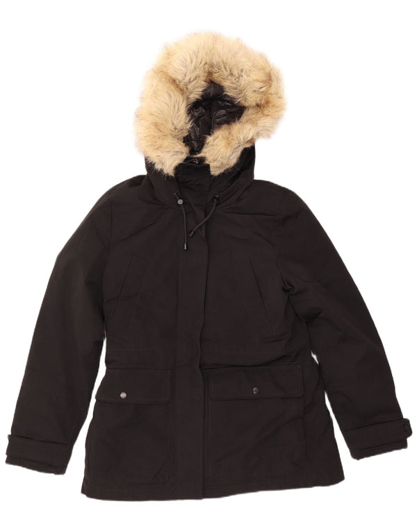 ZARA Damen-Parka mit Kapuze, Gr. 10, Größe S, schwarz, Nylon