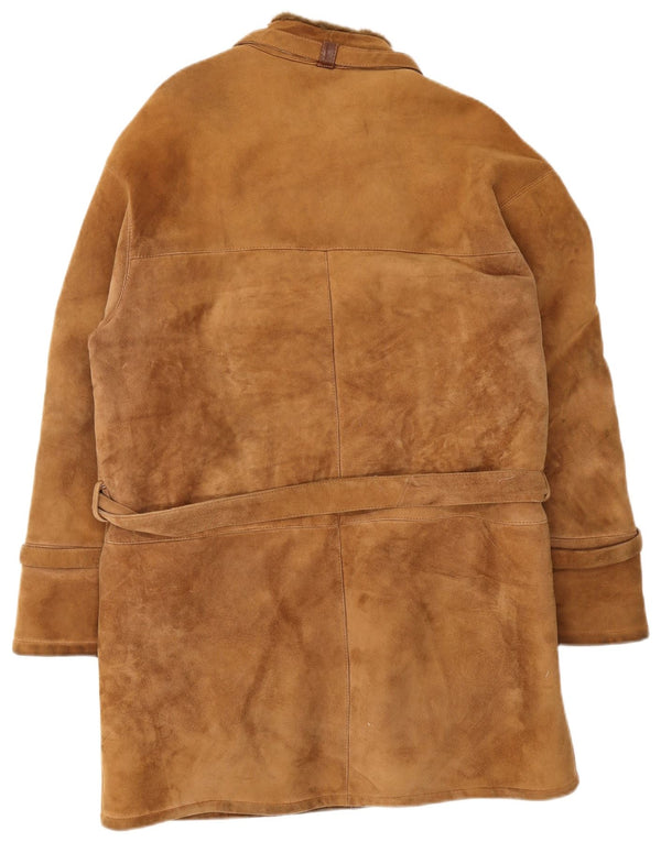 Vintage Herren Shearling Overcoat UK 36 Klein Braun