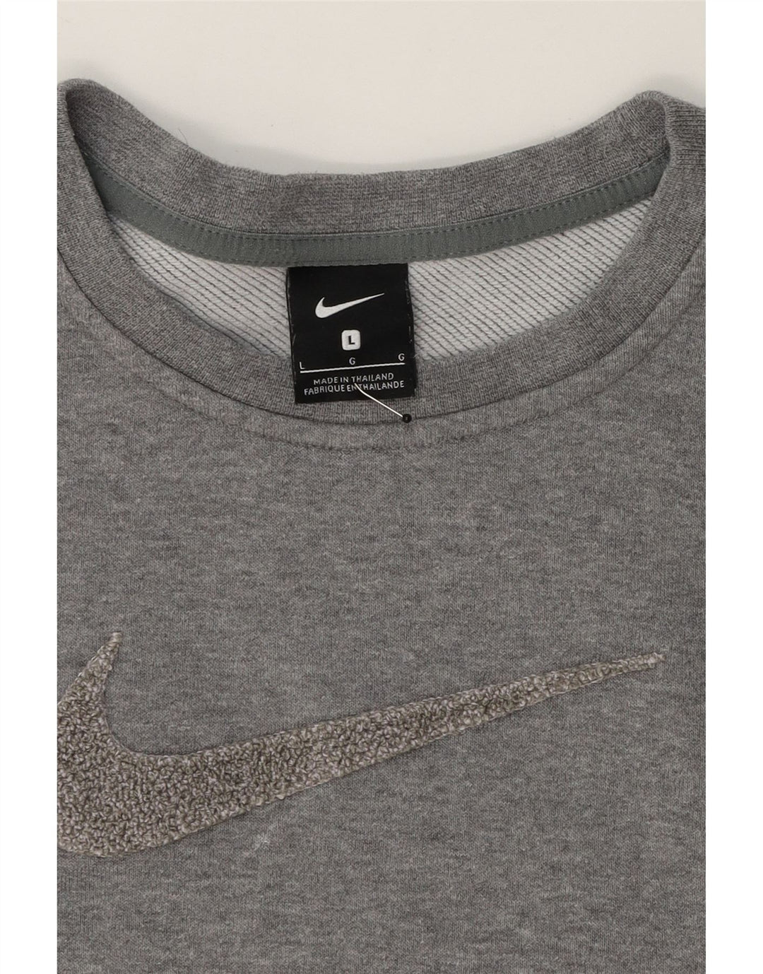 NIKE Womens Oversized Graphic Sweatshirt Jumper UK 16 Large Grey Cotton Vintage Nike and Second-Hand Nike from Messina Hembry 