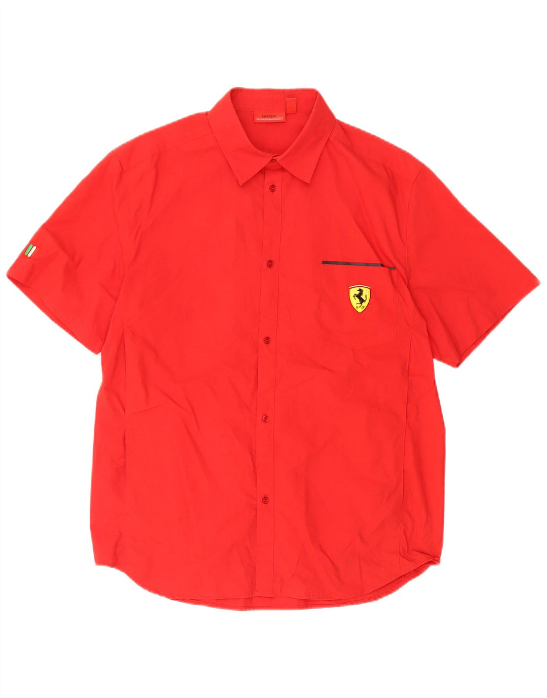 Ferrari Herren-Kurzarmhemd, groß, aus roter Baumwolle