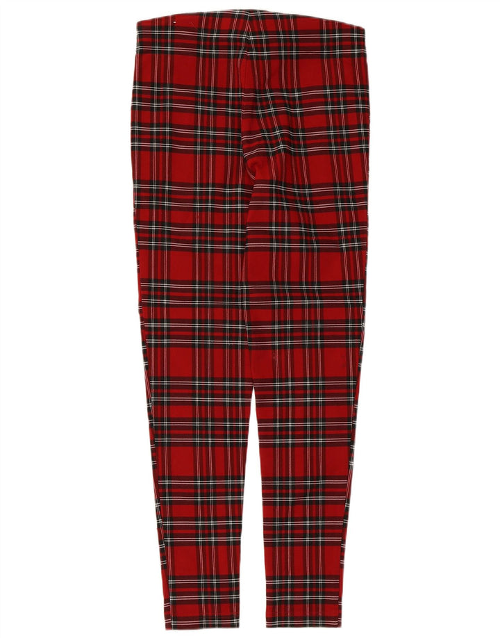 Schmale Freizeithose für Damen von Zara, mittelgroß, W28, L26, rot kariert, Viskose