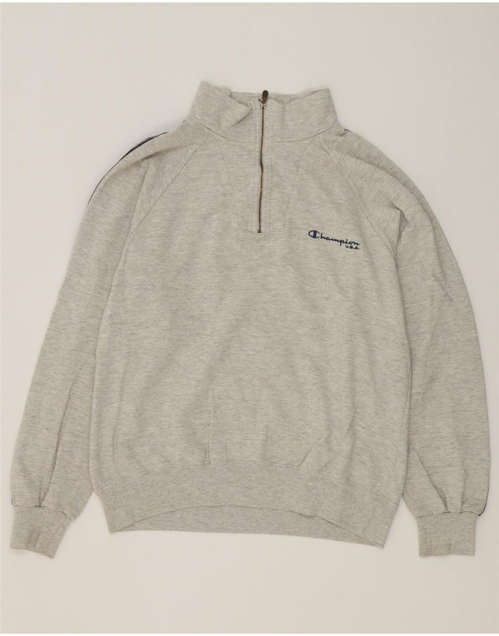 Champion Herren-Sweatshirt mit grafischem Reißverschluss, Mittelgrau, Farbblock