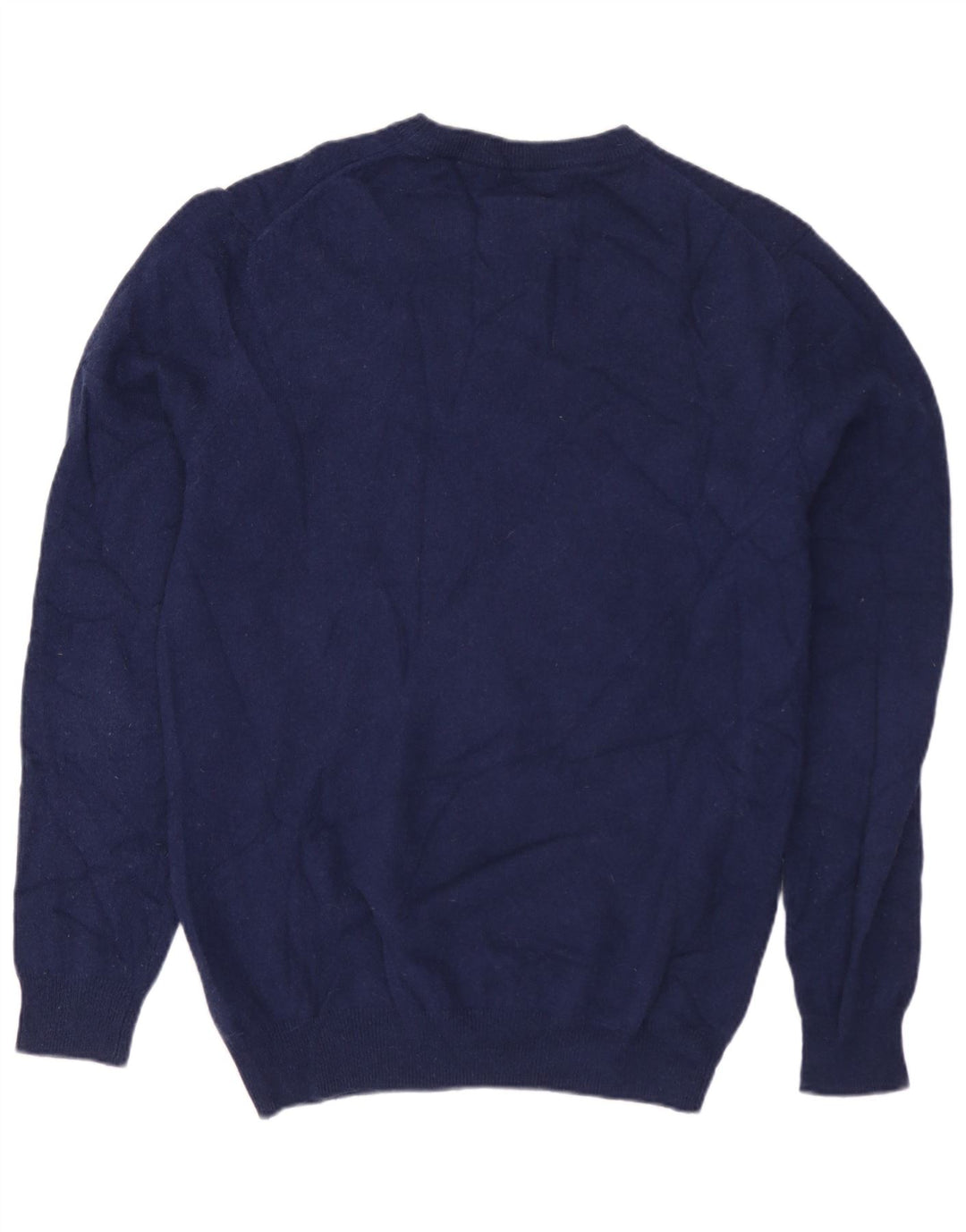 MASSIMO DUTTI Herren-Pullover mit Rundhalsausschnitt, mittelmarineblaue Wolle