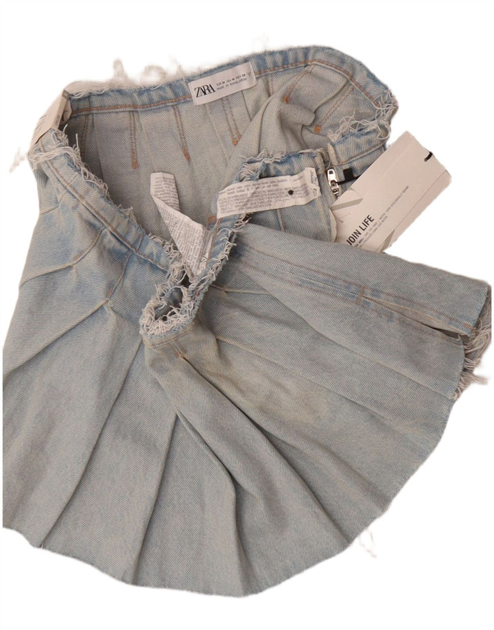 Zara Damen Mini-Jeansrock Medium W28 Blaue Baumwolle