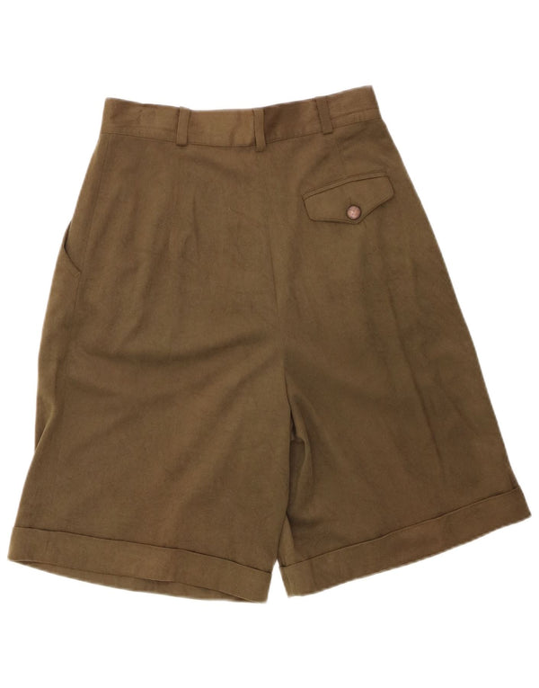 Vintage Damen Freizeitshorts mit weitem Bein UK 12 Medium W28 Grünes Triacetat