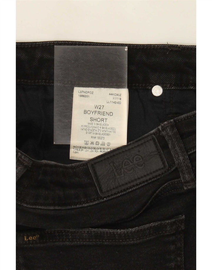 Lee Damen Boyfriend-Jeansshorts W27 Small aus schwarzer Baumwolle