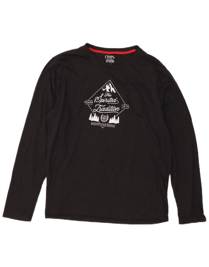 Chaps Herren Graphic Top Langarm XL Schwarz Baumwolle