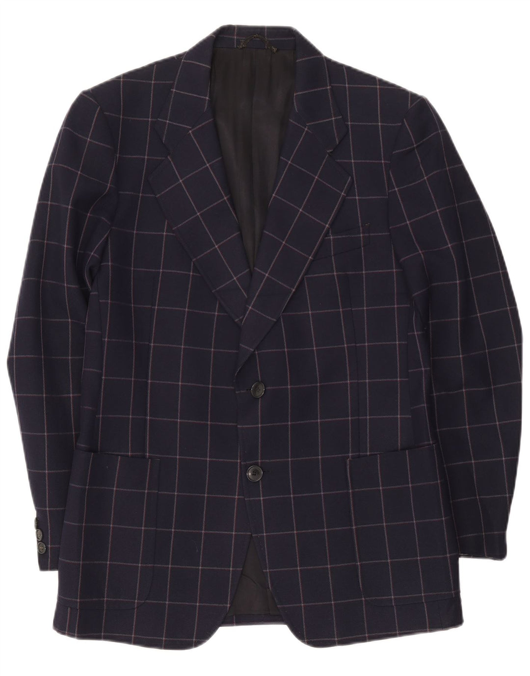 Facis Herren-Blazer mit 2 Knöpfen, Größe 52, XL, marineblau, kariert, Wolle
