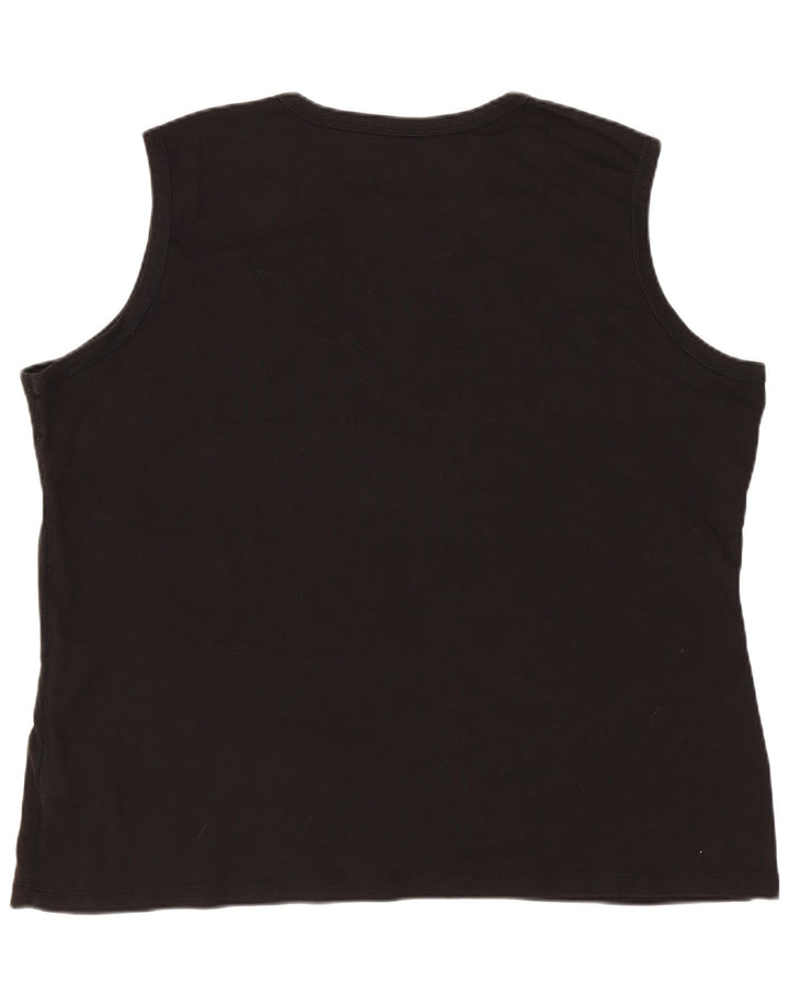 EDDIE BAUER Damen Weste Top UK 20 2XL Schwarz Baumwolle