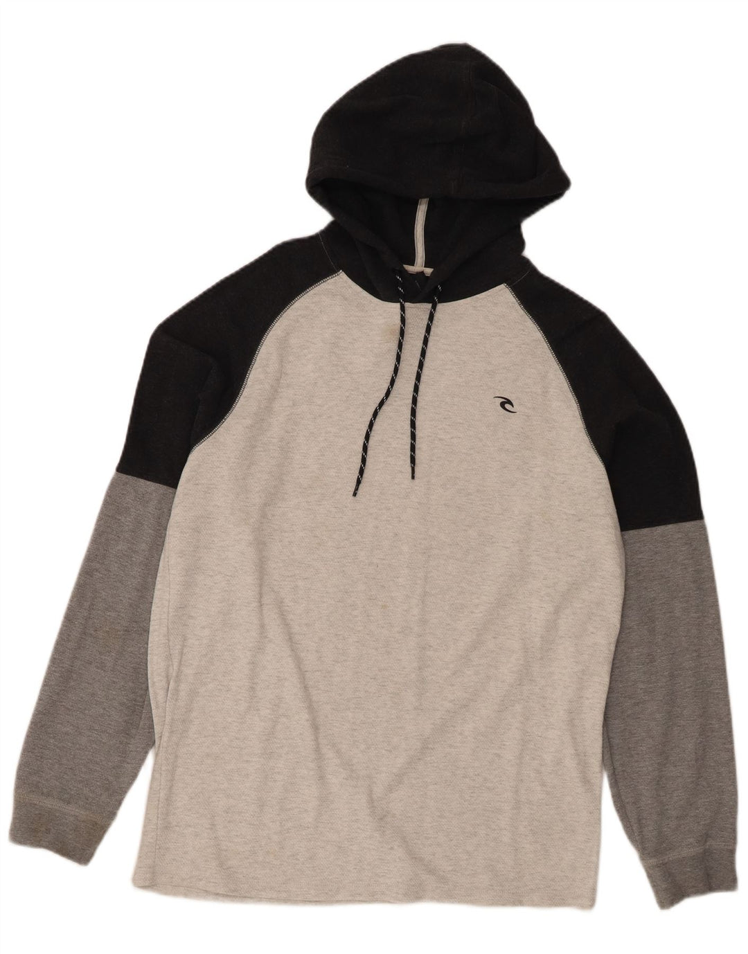 Rip Curl Herren-Kapuzenoberteil mit langen Ärmeln, mittelgraue Colourblock-Baumwolle