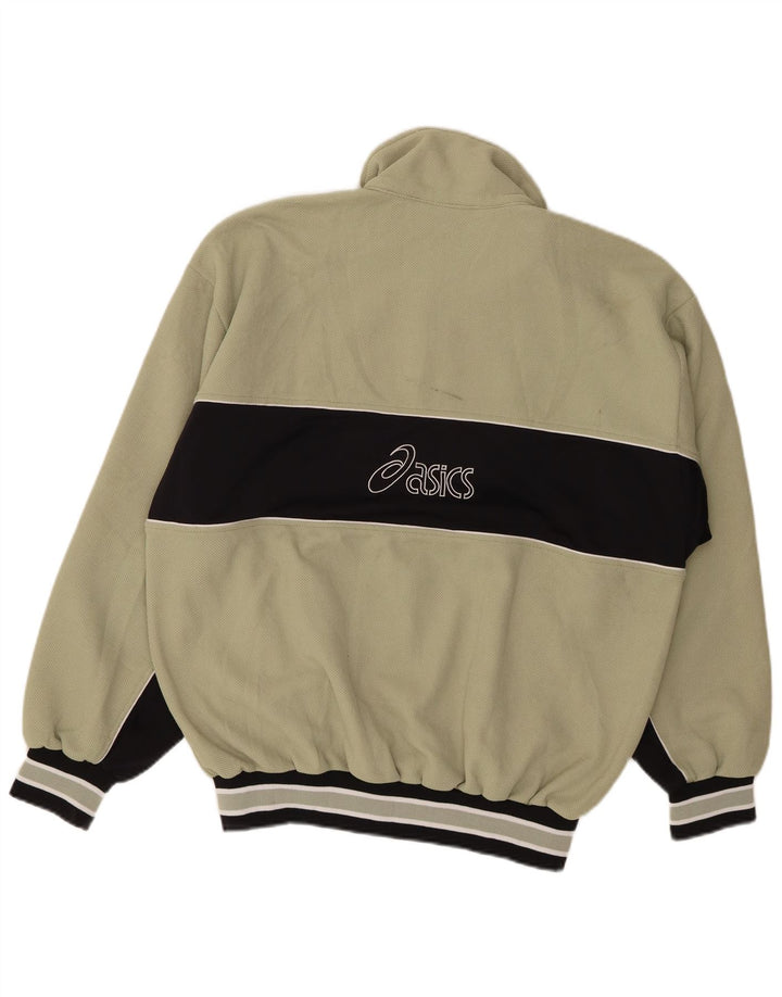 ASICS Herren-Trainingsanzug mit grafischem Oberteil, groß, grünes Farbblock-Polyester